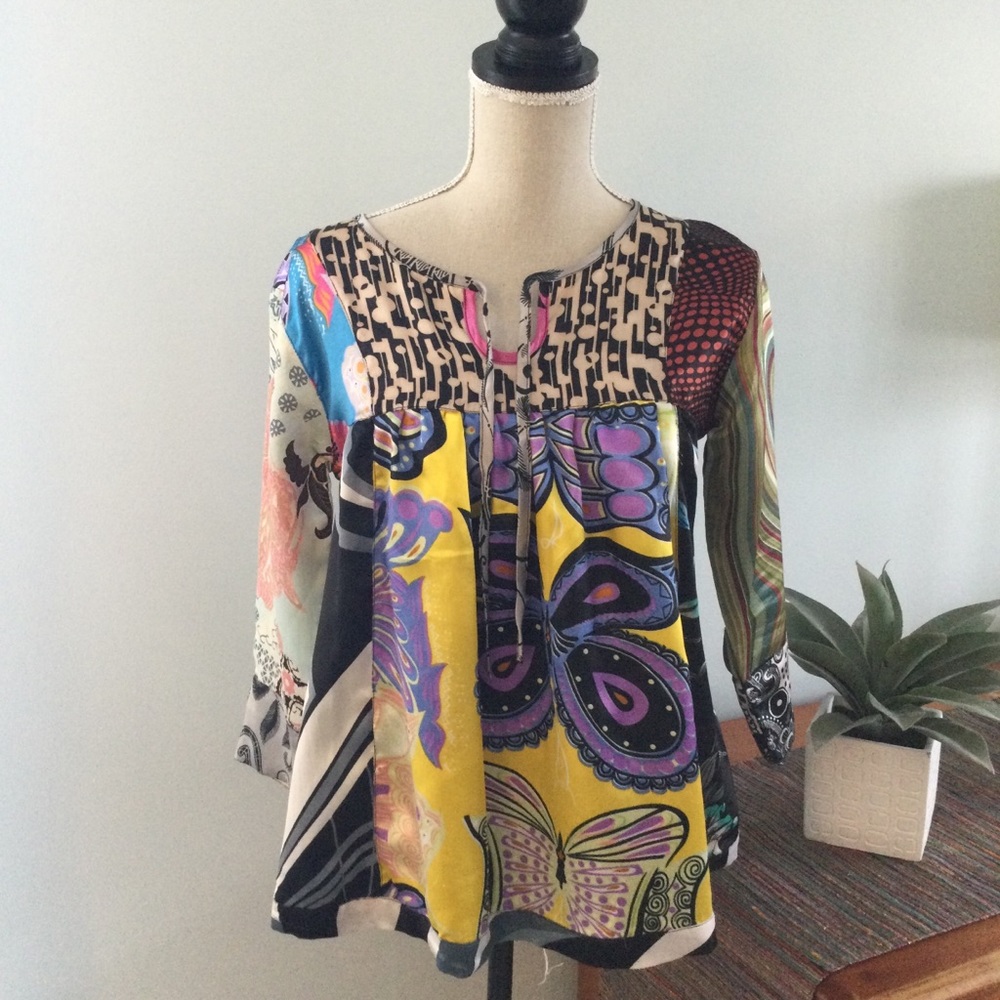 Scared Threads- Pretty Patchwork Boho Top. Size S - image 3